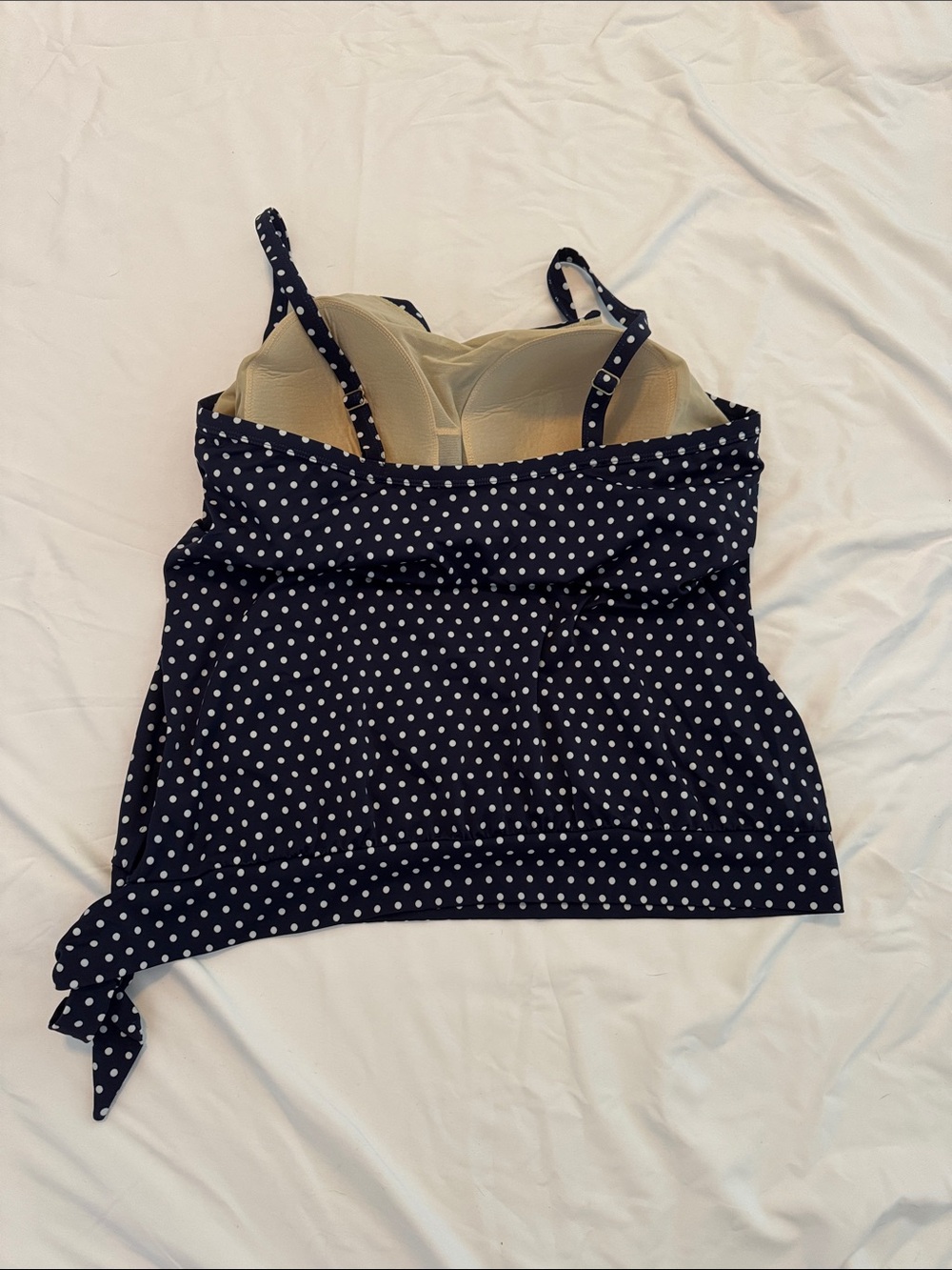 Swimsuits For All Navy Polka Dot Side Tie Cami - Picture 4 of 4